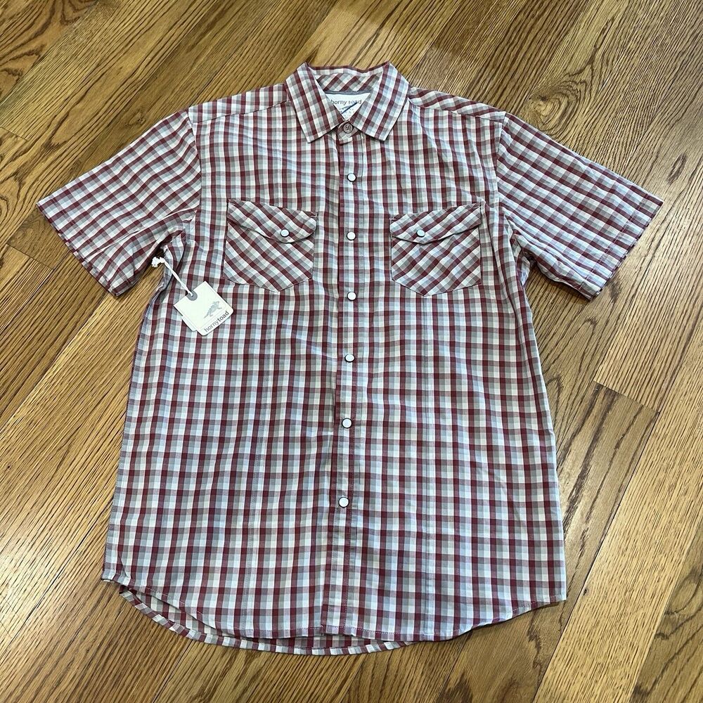 NWT‎ Mens Horny Toad Size Small Open Air Plaid Short Sleeve Button Down Shirt